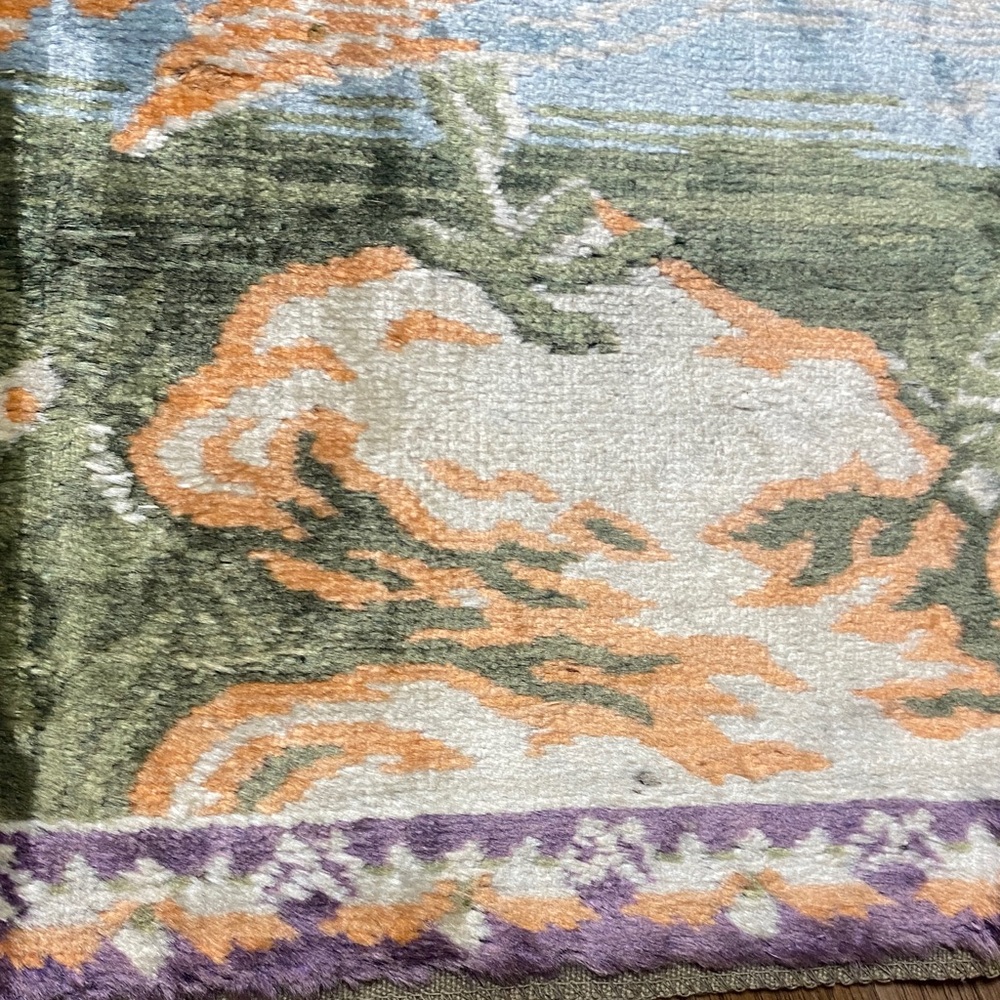 Vintage Peacock Tapestry Wall Hanging in Green, Purple & Peach - Picture 7 of 9